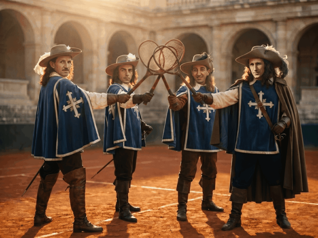 The Four Tennis Musketeers - Jacques Brugnon, Jean Borotra, Henri Cochet and René Lacoste